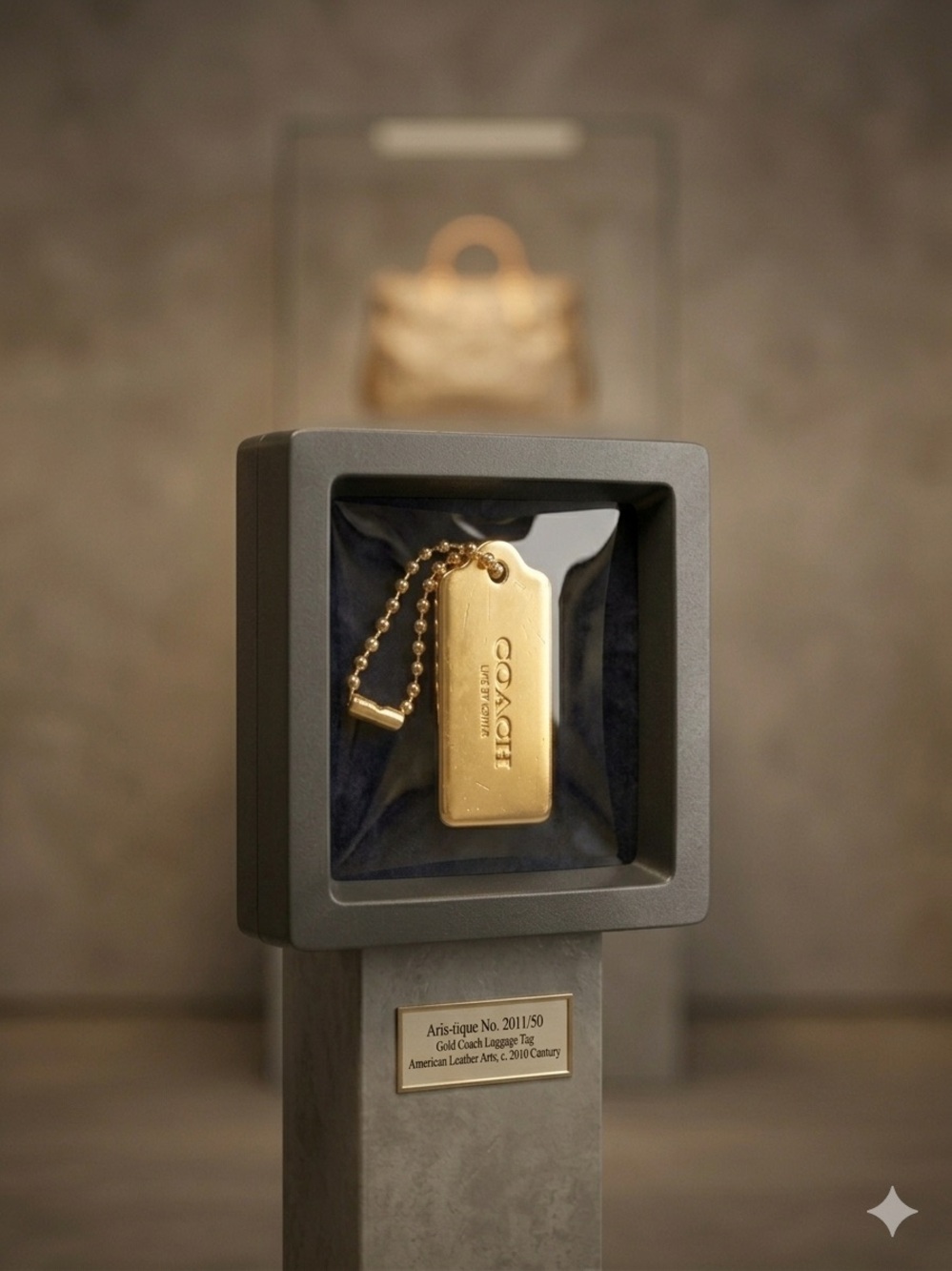 Coach New York Polished Gold Tone Metal Hangtag